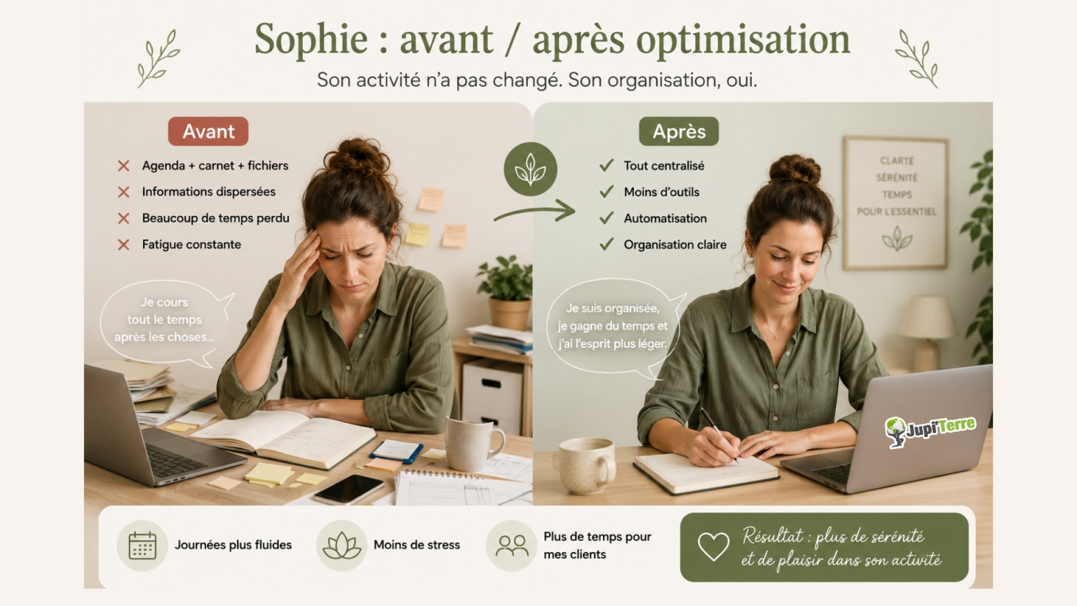 Avant après optimisation de l'organisation d'un cabinet de praticien
