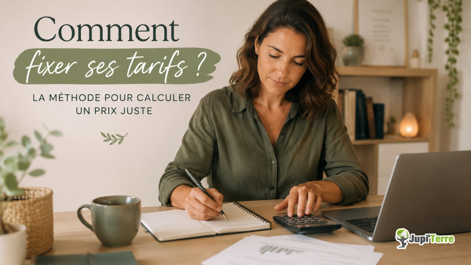 Praticienne calculant ses tarifs de séance pour fixer un prix juste.